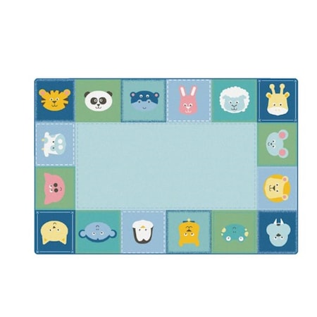 Carpets For Kids 4 x 6 ft. Kidsoft Baby Animals Border Rug PrimaryRectangle 2554